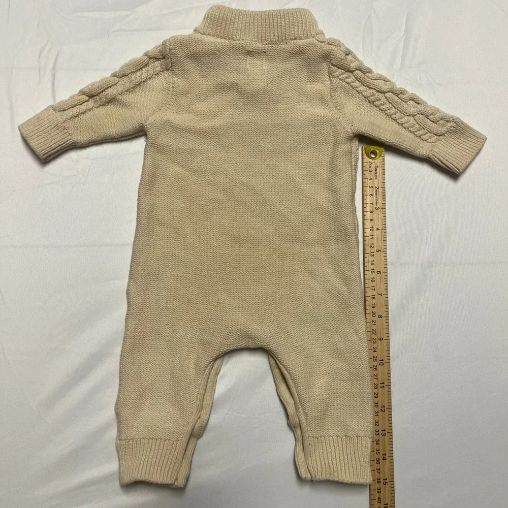 Baby Gap Cable Knit Romper Cream Sherpa Collar Jumpsuit 3-6 Months‎